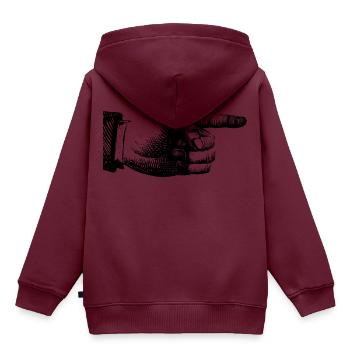 Finger zeigen - Kinder Premium Organic Hoodie - Burgunderrot - Hinten - AI Model Kid Female (0cm)