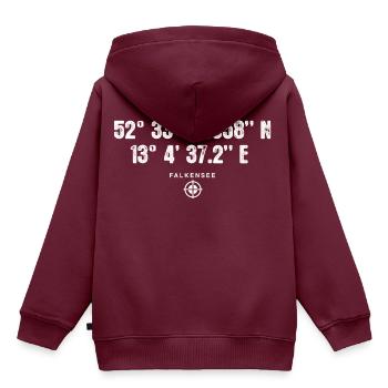 Falkensee Geocacher Geschenk Standort GPS Stadt - Kinder Premium Organic Hoodie - Burgunderrot - Hinten - AI Model Kid Female (0cm)