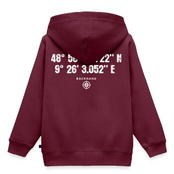 Backnang Geocacher Geschenk Standort GPS Stadt - Kinder Premium Organic Hoodie - Burgunderrot - Hinten - AI Model Kid Female (0cm)