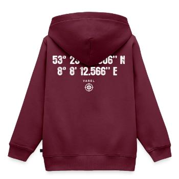 Varel Geocacher Geschenk Standort GPS Stadt - Kinder Premium Organic Hoodie - Burgunderrot - Hinten - AI Model Kid Female (0cm)