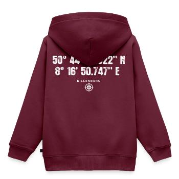 Dillenburg Geocacher Geschenk Standort GPS Stadt - Kinder Premium Organic Hoodie - Burgunderrot - Hinten - AI Model Kid Female (0cm)