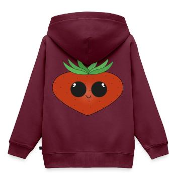 Erdbeere - Kinder Premium Organic Hoodie - Burgunderrot - Hinten - AI Model Kid Female (0cm)