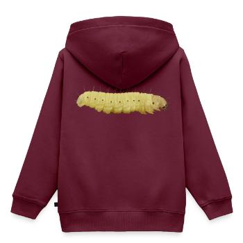 Raupe - Kinder Premium Organic Hoodie - Burgunderrot - Hinten - AI Model Kid Female (0cm)