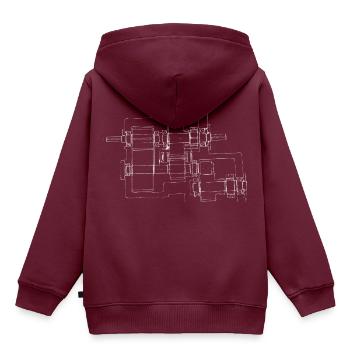 Getriebe - Kinder Premium Organic Hoodie - Burgunderrot - Hinten - AI Model Kid Female (0cm)