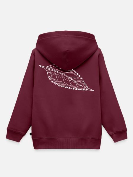 Blatt von Baum, weiß - Kinder Premium Organic Hoodie - Burgunderrot