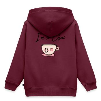 I'm so chai shy / Geschenk Idee - Kinder Premium Organic Hoodie - Burgunderrot - Hinten - AI Model Kid Female (0cm)