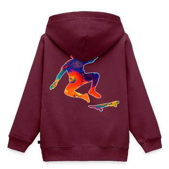 Skateboard - Kinder Premium Organic Hoodie - Burgunderrot - Hinten - AI Model Kid Female (0cm)