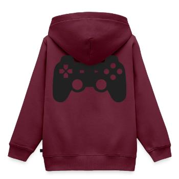 Controller - Kinder Premium Organic Hoodie - Burgunderrot - Hinten - AI Model Kid Female (0cm)