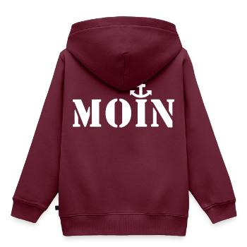 Moin - Kinder Premium Organic Hoodie - Burgunderrot - Hinten - AI Model Kid Female (0cm)