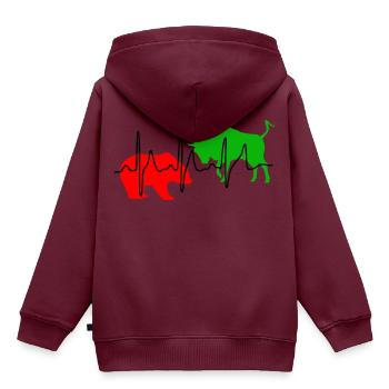Bulle und Bär - Puls. Rot/Grün - Kinder Premium Organic Hoodie - Burgunderrot - Hinten - AI Model Kid Female (0cm)
