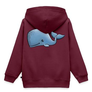 Kleiner Pottwal - Kinder Premium Organic Hoodie - Burgunderrot - Hinten - AI Model Kid Female (0cm)