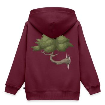 Baum - Kinder Premium Organic Hoodie - Burgunderrot - Hinten - AI Model Kid Female (0cm)