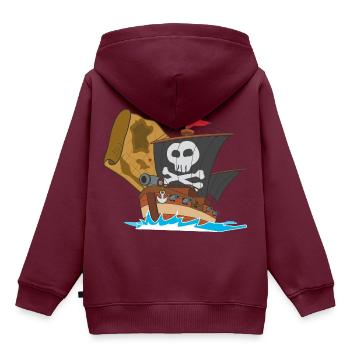 pirate ship boat pirat piratenschiff schiff skull5 - Kinder Premium Organic Hoodie - Burgunderrot - Hinten - AI Model Kid Female (0cm)