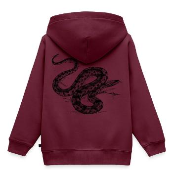 Graue Schlange - Kinder Premium Organic Hoodie - Burgunderrot - Hinten - AI Model Kid Female (0cm)