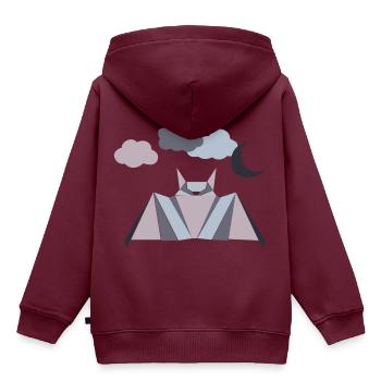 Origami Fledermaus mit Nachthimmel grau lila - Kinder Premium Organic Hoodie - Burgunderrot - Hinten - AI Model Kid Female (0cm)