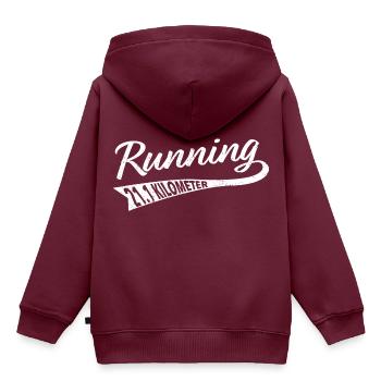 Laufen 21.1 Kilometer Halbmarathon Läufer Geschenk - Kinder Premium Organic Hoodie - Burgunderrot - Hinten - AI Model Kid Female (0cm)