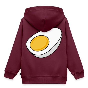 Ei gekocht zur Hälfte geteilt - Kinder Premium Organic Hoodie - Burgunderrot - Hinten - AI Model Kid Female (0cm)