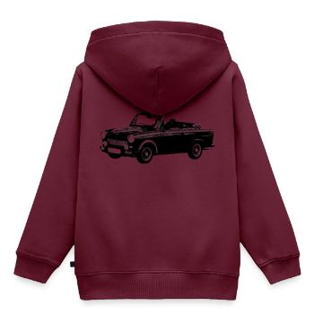  601 Cabrio - Kinder Premium Organic Hoodie - Burgunderrot - Hinten - AI Model Kid Female (0cm)
