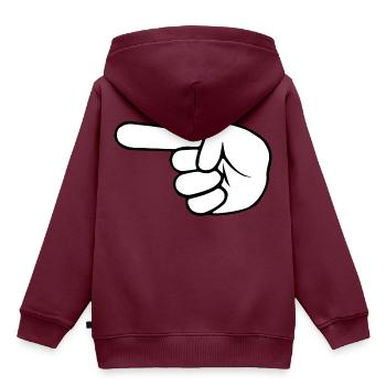 Hand Finger Left | Black/White - Kinder Premium Organic Hoodie - Burgunderrot - Hinten - AI Model Kid Female (0cm)