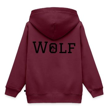 wolf s - Kinder Premium Organic Hoodie - Burgunderrot - Hinten - AI Model Kid Female (0cm)