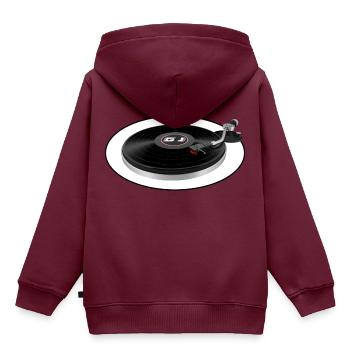 SCOTT DJ Plattenspieler - Kinder Premium Organic Hoodie - Burgunderrot - Hinten - AI Model Kid Female (0cm)
