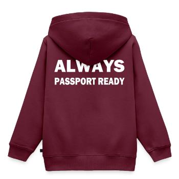 Reisepass - Kinder Premium Organic Hoodie - Burgunderrot - Hinten - AI Model Kid Female (0cm)