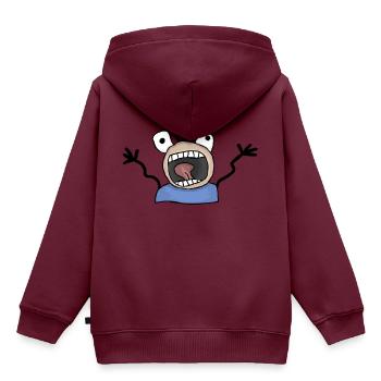 panic alarm gnadenlos - Kinder Premium Organic Hoodie - Burgunderrot - Hinten - AI Model Kid Female (0cm)