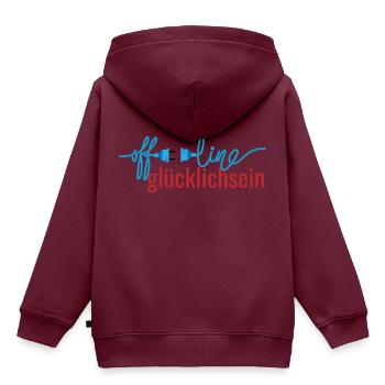 offline glücklichsein - Kinder Premium Organic Hoodie - Burgunderrot - Hinten - AI Model Kid Female (0cm)
