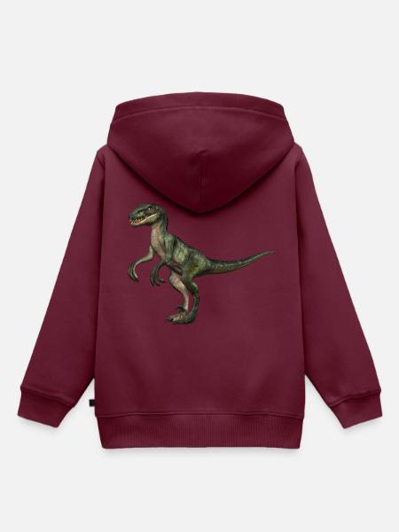 Velociraptor Dinosaurier 5 - Kinder Premium Organic Hoodie - Burgunderrot