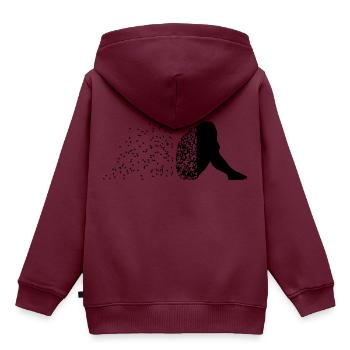 Traurig - Kinder Premium Organic Hoodie - Burgunderrot - Hinten - AI Model Kid Female (0cm)