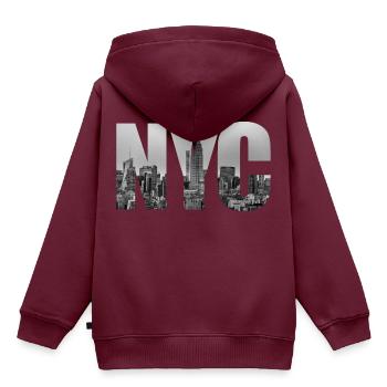 NYC - Kinder Premium Organic Hoodie - Burgunderrot - Hinten - AI Model Kid Female (0cm)