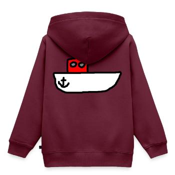 Motorboot - Kinder Premium Organic Hoodie - Burgunderrot - Hinten - AI Model Kid Female (0cm)