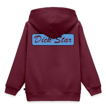 Dick Star Design - Kinder Premium Organic Hoodie - Burgunderrot - Hinten - AI Model Kid Female (0cm)