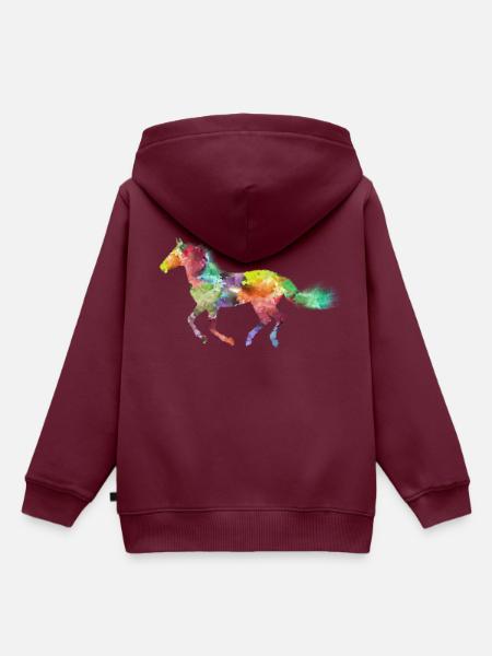 Pferd bunt - Kinder Premium Organic Hoodie - Burgunderrot
