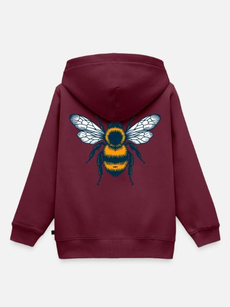 Bee Emblem - Kinder Premium Organic Hoodie - Burgunderrot