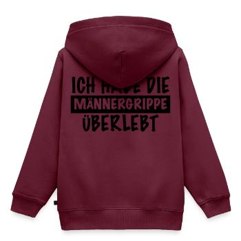 lustiger Spruch MÄNNERGRIPPE ÜBERLEBT kranker Mann - Kinder Premium Organic Hoodie - Burgunderrot - Hinten - AI Model Kid Female (0cm)