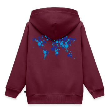 Weltkarte Erde Planet Globus Kontinent Kreis Punkt - Kinder Premium Organic Hoodie - Burgunderrot - Hinten - AI Model Kid Female (0cm)