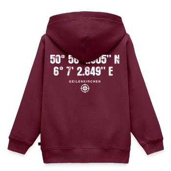 Geilenkirchen Geocacher Standort GPS Stadt - Kinder Premium Organic Hoodie - Burgunderrot - Hinten - AI Model Kid Female (0cm)