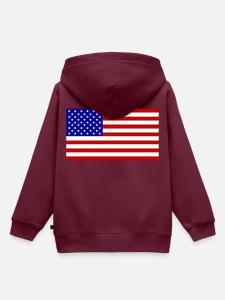USA - Kinder Premium Organic Hoodie - Burgunderrot