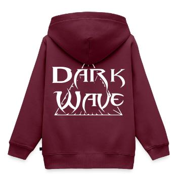 Dark Wave - Kinder Premium Organic Hoodie - Burgunderrot - Hinten - AI Model Kid Female (0cm)