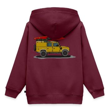 Geländewagen Ikone im coolen Design - Kinder Premium Organic Hoodie - Burgunderrot - Hinten - AI Model Kid Female (0cm)