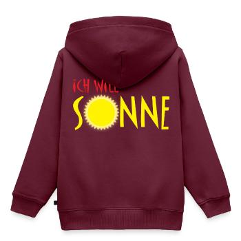 Ich will Sonne - Kinder Premium Organic Hoodie - Burgunderrot - Hinten - AI Model Kid Female (0cm)