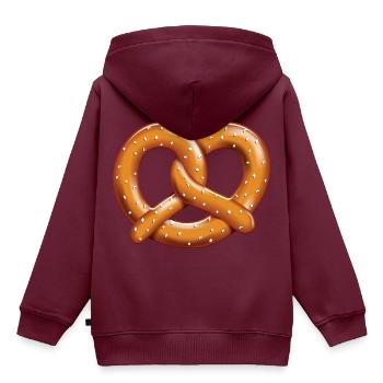 Brezel - Kinder Premium Organic Hoodie - Burgunderrot - Hinten - AI Model Kid Female (0cm)