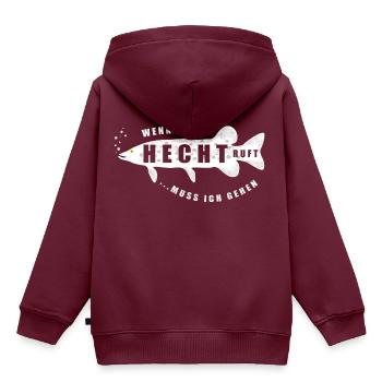 Hecht | Hechte Angeln Angler Angelrute Fische See - Kinder Premium Organic Hoodie - Burgunderrot - Hinten - AI Model Kid Female (0cm)