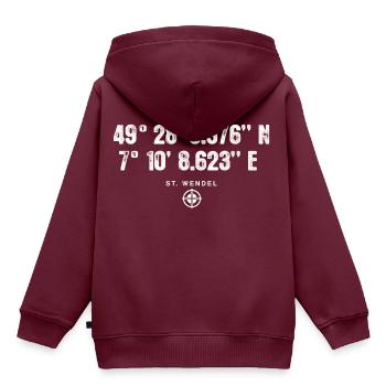 St. Wendel Geocacher Geschenk Standort GPS Stadt - Kinder Premium Organic Hoodie - Burgunderrot - Hinten - AI Model Kid Female (0cm)
