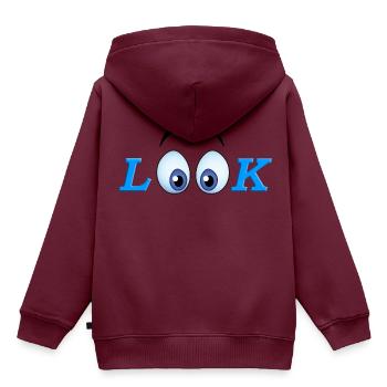 Schau - Kinder Premium Organic Hoodie - Burgunderrot - Hinten - AI Model Kid Female (0cm)