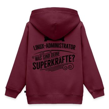 Linux Administrator - Kinder Premium Organic Hoodie - Burgunderrot - Hinten - AI Model Kid Female (0cm)