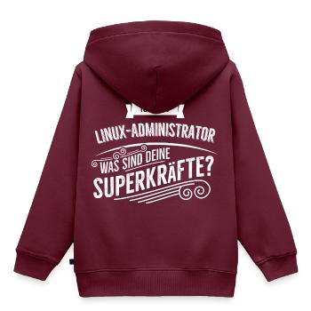 Linux Administrator - Kinder Premium Organic Hoodie - Burgunderrot - Hinten - AI Model Kid Female (0cm)