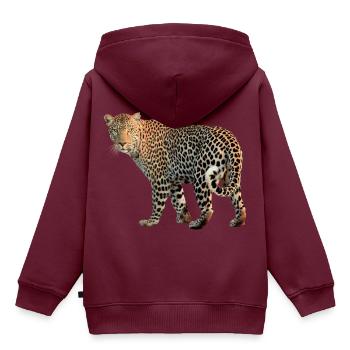 Leopard sehr charismatisch. Geschenkidee - Kinder Premium Organic Hoodie - Burgunderrot - Hinten - AI Model Kid Female (0cm)