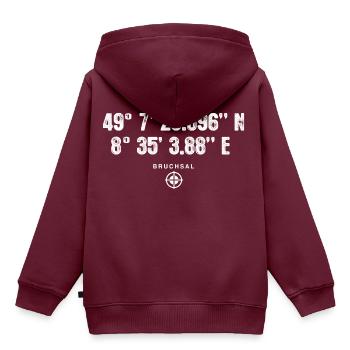 Bruchsal Geocacher Geschenk Standort GPS Stadt - Kinder Premium Organic Hoodie - Burgunderrot - Hinten - AI Model Kid Female (0cm)